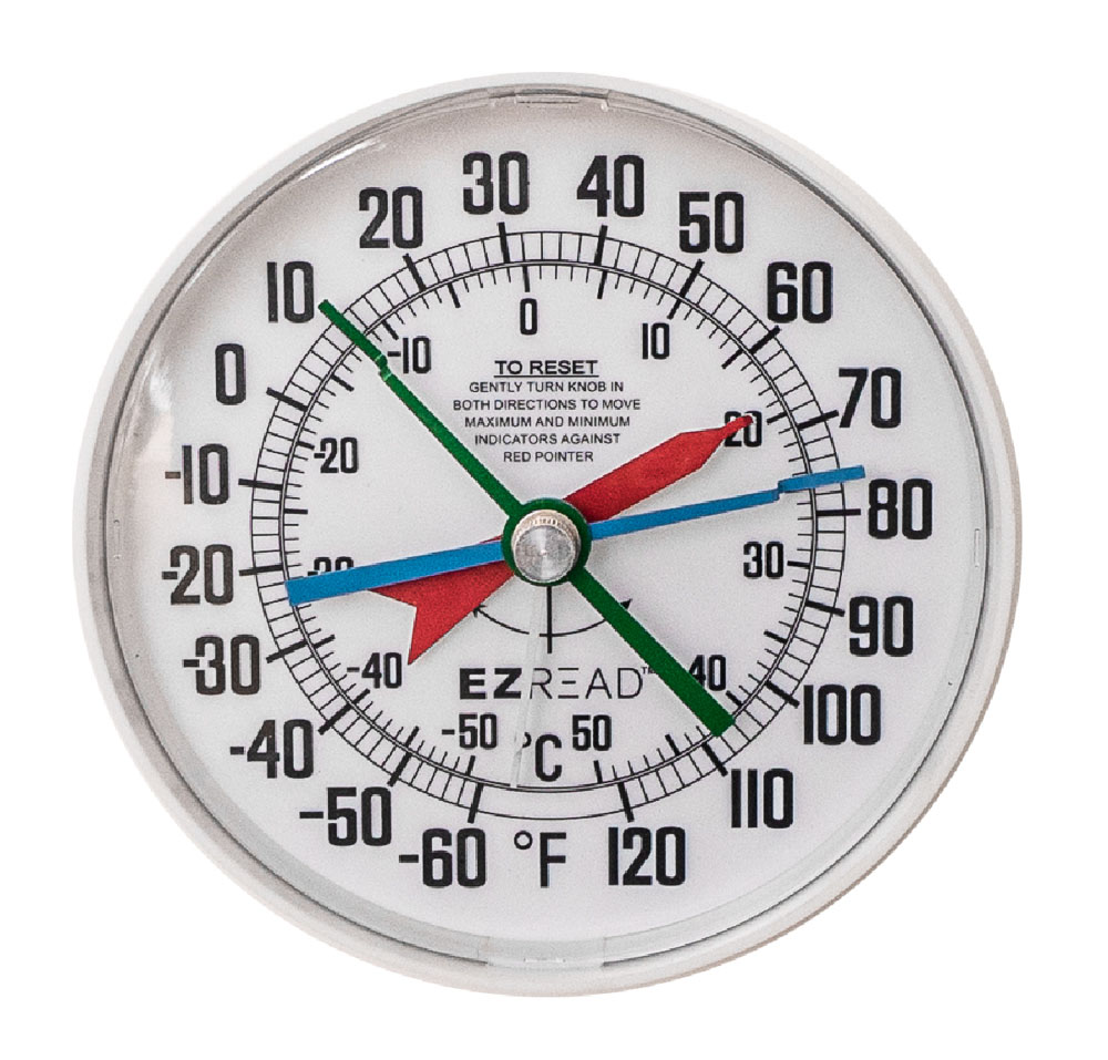 Analog max/min thermometer